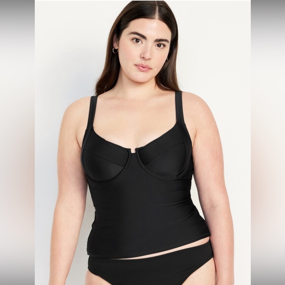 Old Navy - NWT - Underwire Tankini Swim Top in Black - M - Picture 5 of 10